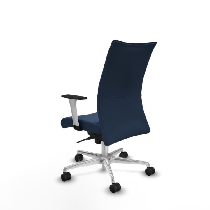 Albacete confidente sincro similpiel azul marino brazos 1D blancos base aluminio ruedas 65 mm nailon