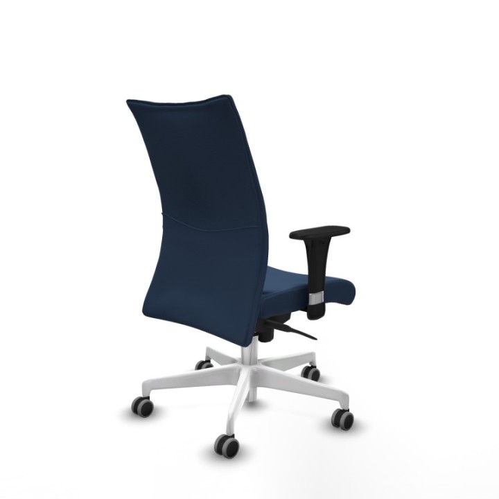 Albacete confidente sincro similpiel azul marino brazos 1D base blanca ruedas 65mm engomadas