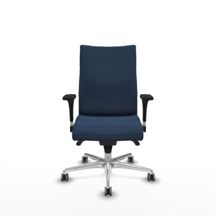 Albacete confidente sincro similpiel azul marino brazos 1D base aluminio ruedas 65mm engomadas