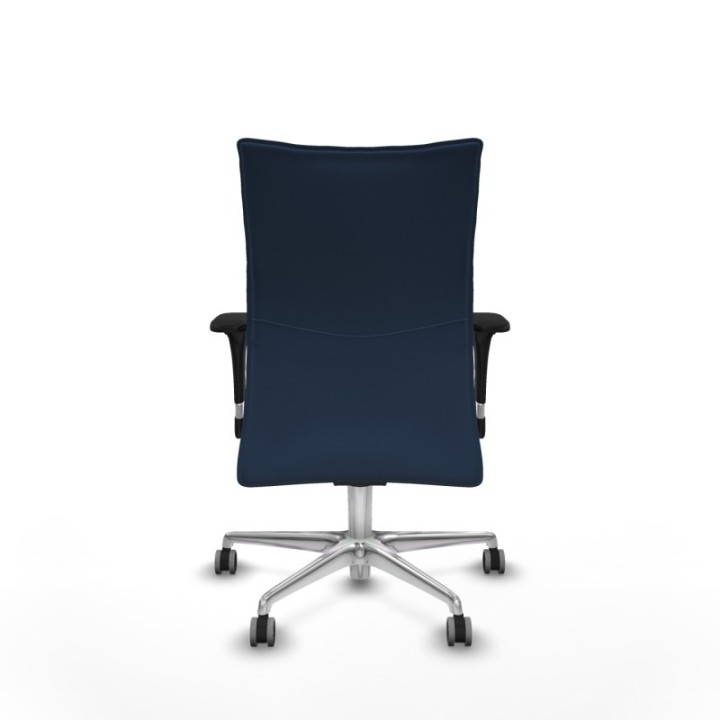 Albacete confidente sincro similpiel azul marino brazos 1D base aluminio ruedas 65mm engomadas