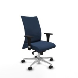 Albacete confidente sincro similpiel azul marino brazos 1D base aluminio ruedas 65 mm nailon