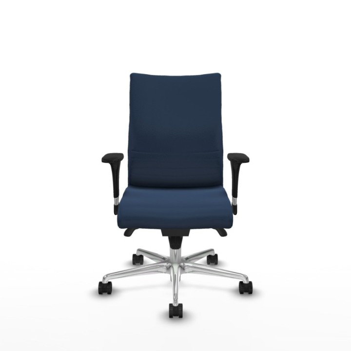 Albacete confidente sincro similpiel azul marino brazos 1D base aluminio ruedas 65 mm nailon