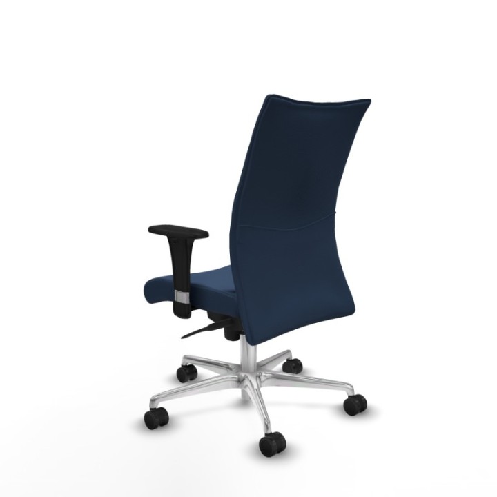 Albacete confidente sincro similpiel azul marino brazos 1D base aluminio ruedas 65 mm nailon