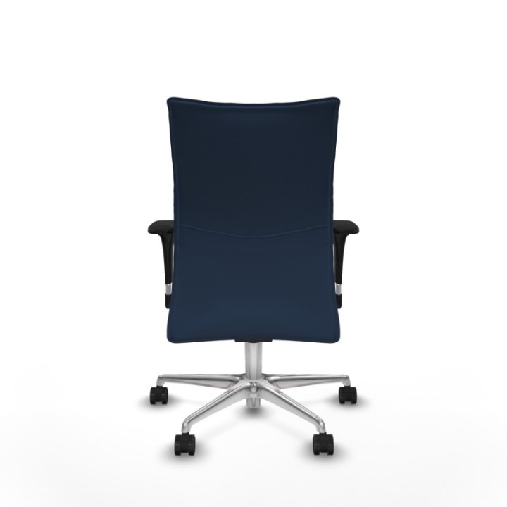 Albacete confidente sincro similpiel azul marino brazos 1D base aluminio ruedas 65 mm nailon