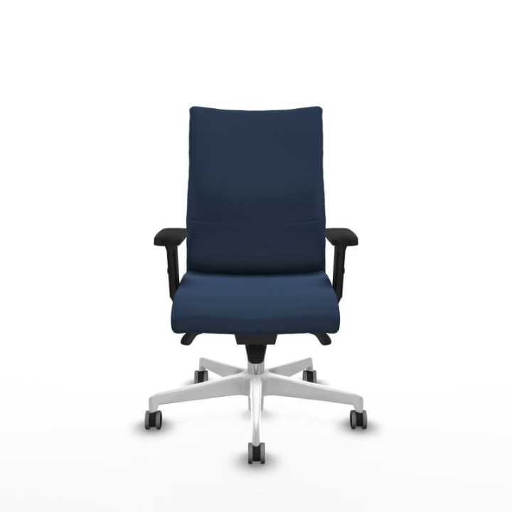 Albacete confidente sincro similpiel azul marino brazos 2D base blanca ruedas 65mm engomadas