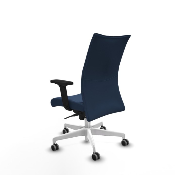 Albacete confidente sincro similpiel azul marino brazos 2D base blanca ruedas 65mm engomadas