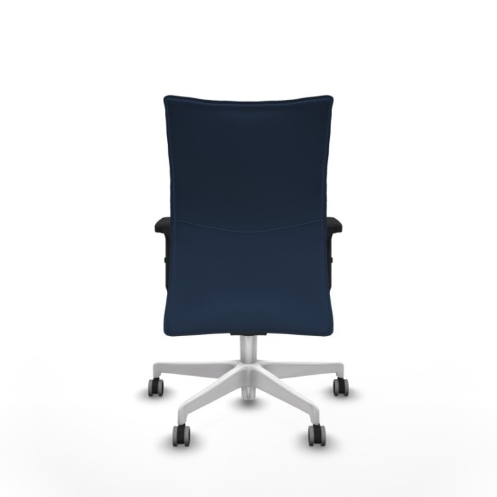 Albacete confidente sincro similpiel azul marino brazos 2D base blanca ruedas 65mm engomadas