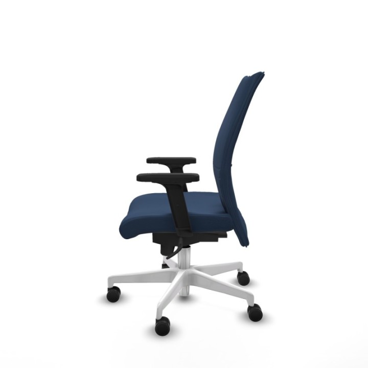 Albacete confidente sincro similpiel azul marino brazos 2D base blanca ruedas 65 mm nailon