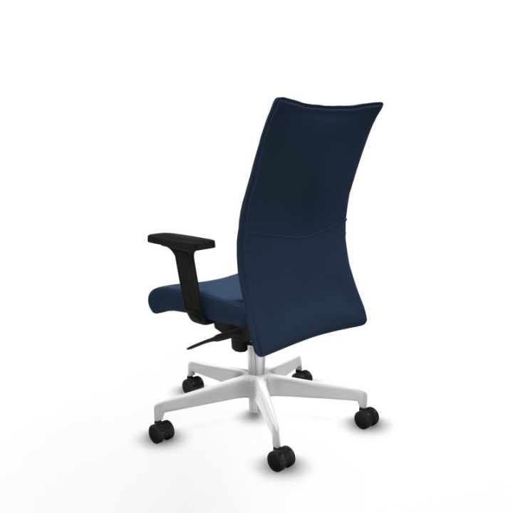 Albacete confidente sincro similpiel azul marino brazos 2D base blanca ruedas 65 mm nailon