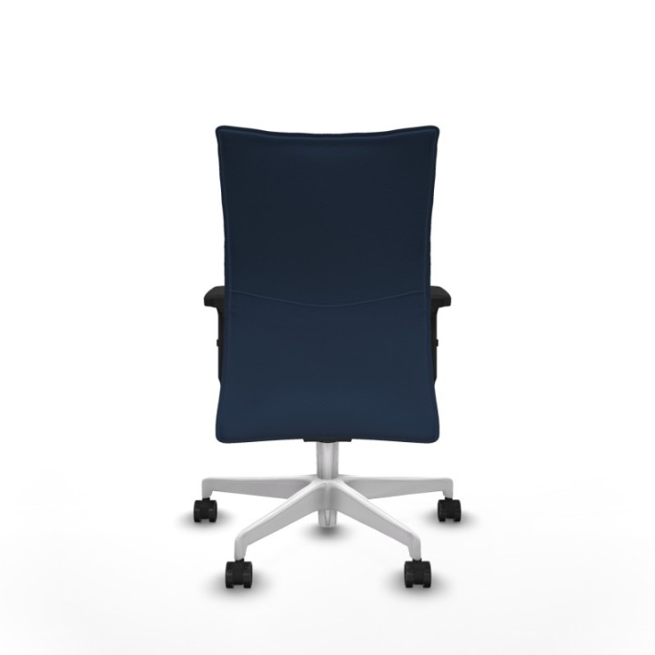 Albacete confidente sincro similpiel azul marino brazos 2D base blanca ruedas 65 mm nailon