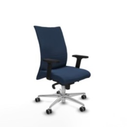 Albacete confidente sincro similpiel azul marino brazos 2D base aluminio ruedas 65mm engomadas