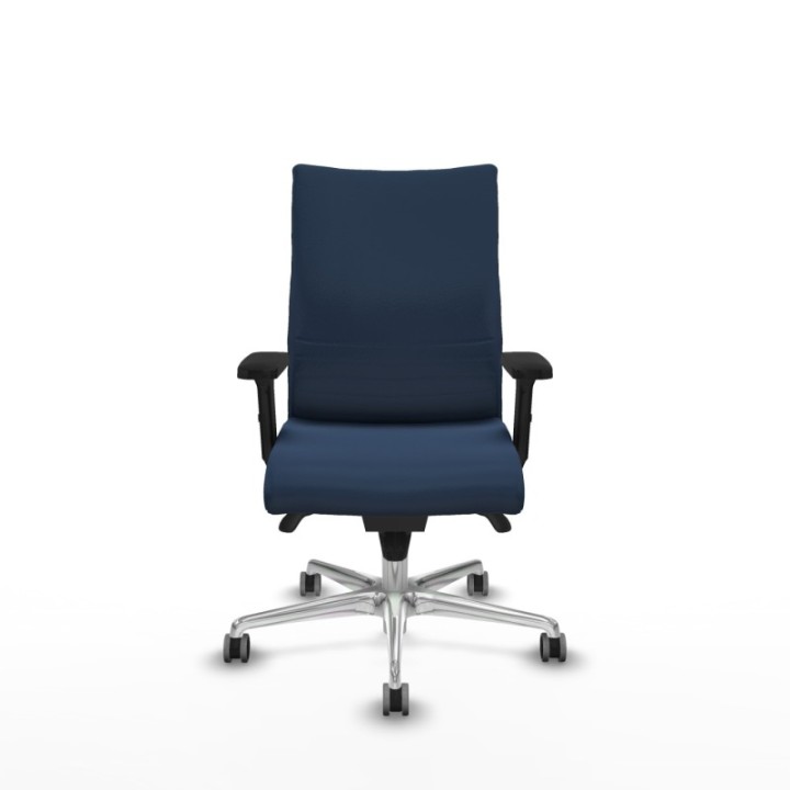 Albacete confidente sincro similpiel azul marino brazos 2D base aluminio ruedas 65mm engomadas