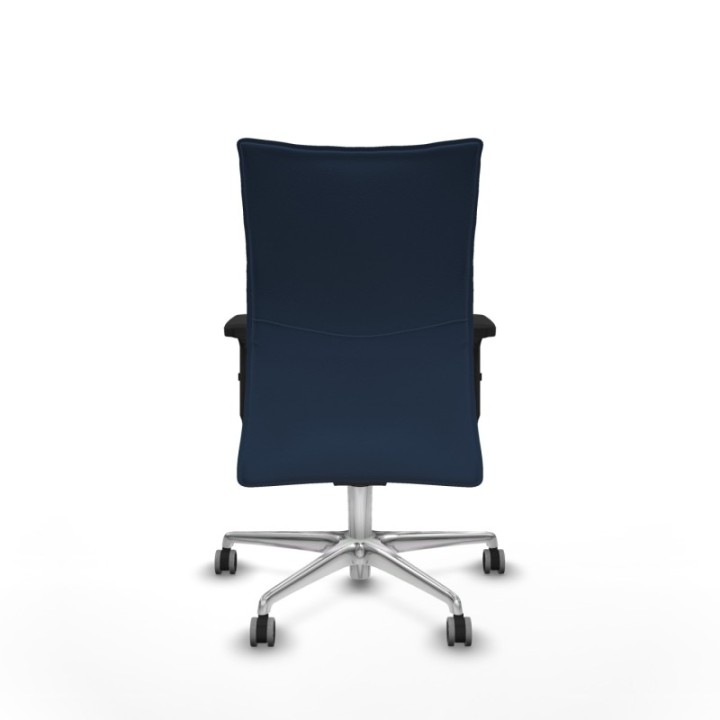 Albacete confidente sincro similpiel azul marino brazos 2D base aluminio ruedas 65mm engomadas