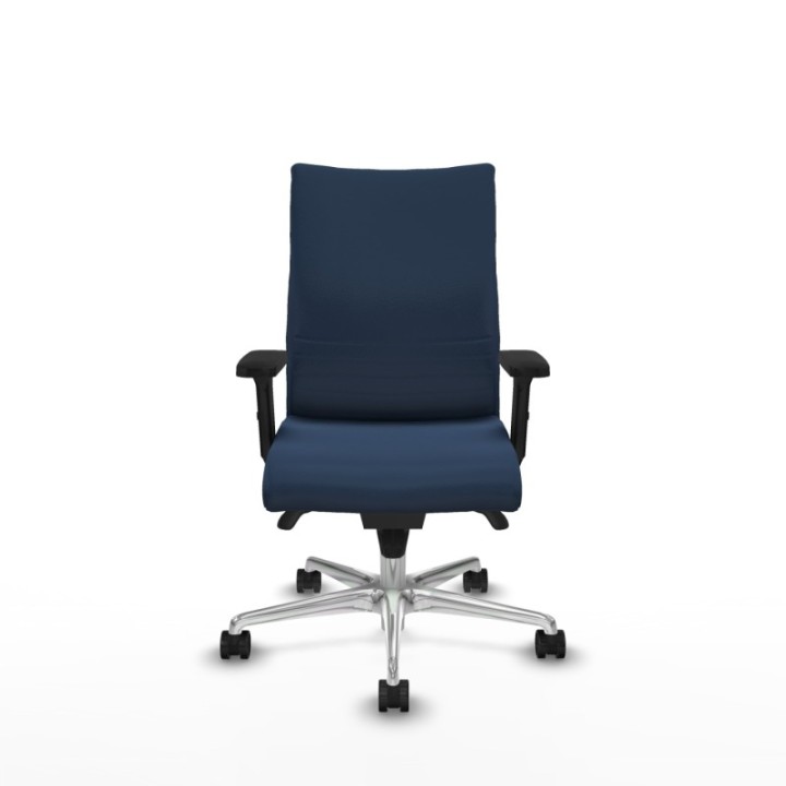 Albacete confidente sincro similpiel azul marino brazos 2D base aluminio ruedas 65 mm nailon