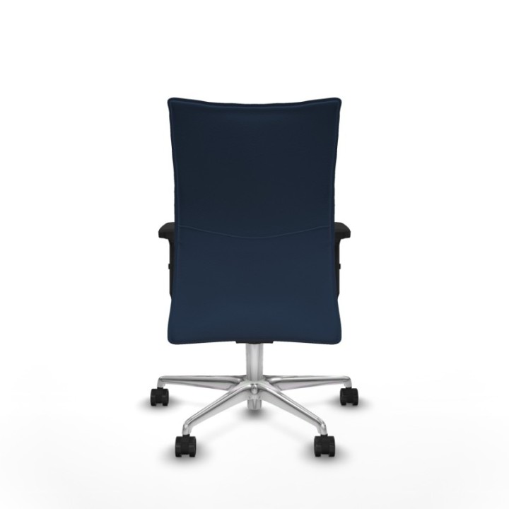 Albacete confidente sincro similpiel azul marino brazos 2D base aluminio ruedas 65 mm nailon