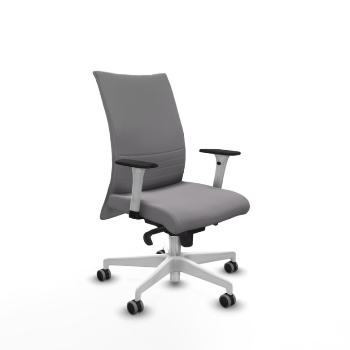 Albacete confidente sincro similpiel gris brazos 1D blancos base blanca ruedas 65mm engomadas