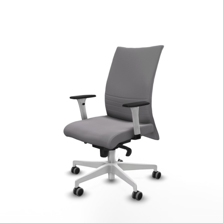 Albacete confidente sincro similpiel gris brazos 1D blancos base blanca ruedas 65mm engomadas