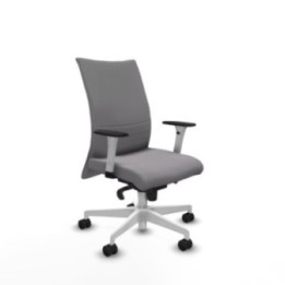 Albacete confidente sincro similpiel gris brazos 1D blancos base blanca ruedas 65 mm nailon