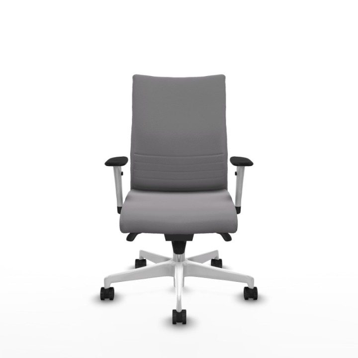 Albacete confidente sincro similpiel gris brazos 1D blancos base blanca ruedas 65 mm nailon