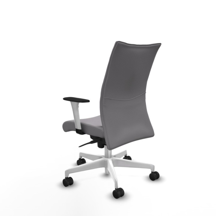 Albacete confidente sincro similpiel gris brazos 1D blancos base blanca ruedas 65 mm nailon