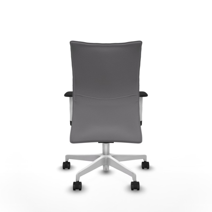 Albacete confidente sincro similpiel gris brazos 1D blancos base blanca ruedas 65 mm nailon