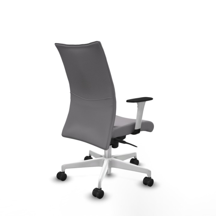 Albacete confidente sincro similpiel gris brazos 1D blancos base blanca ruedas 65 mm nailon