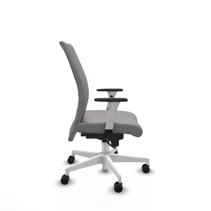 Albacete confidente sincro similpiel gris brazos 1D blancos base blanca ruedas 65 mm nailon