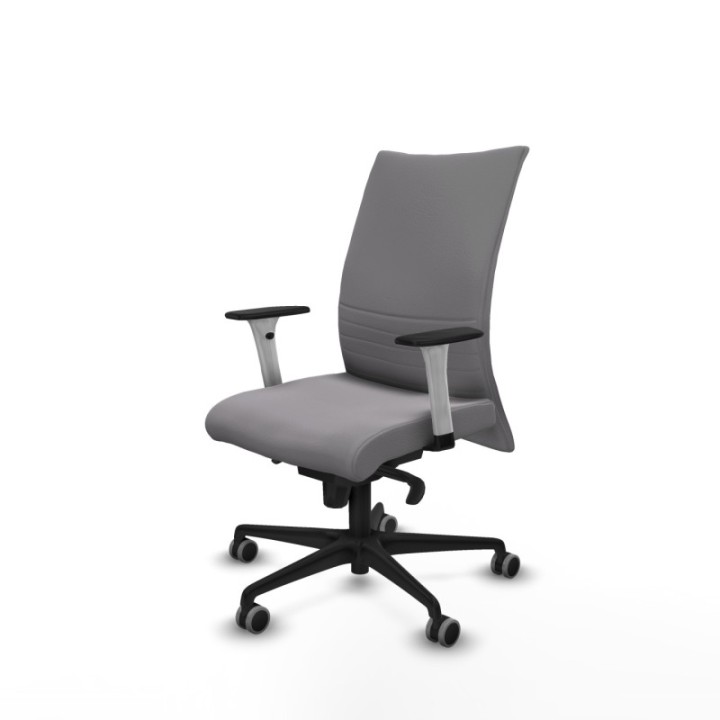 Albacete confidente sincro similpiel gris brazos 1D blancos base nailon ruedas 65mm engomadas