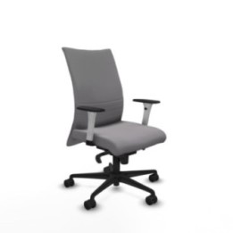 Albacete confidente sincro similpiel gris brazos 1D blancos base nailon ruedas 65 mm nailon