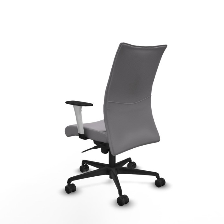 Albacete confidente sincro similpiel gris brazos 1D blancos base nailon ruedas 65 mm nailon