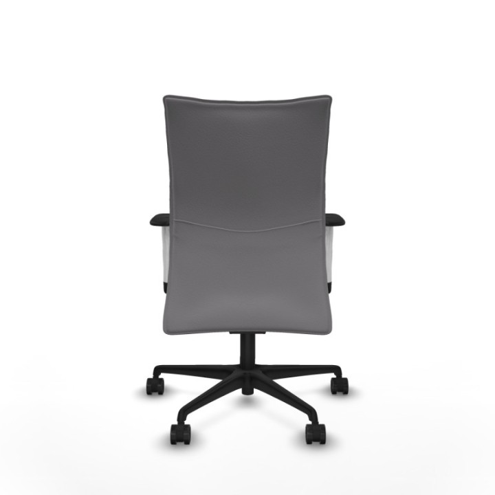 Albacete confidente sincro similpiel gris brazos 1D blancos base nailon ruedas 65 mm nailon