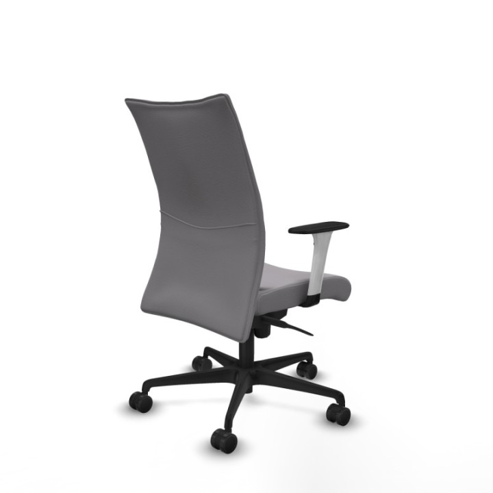 Albacete confidente sincro similpiel gris brazos 1D blancos base nailon ruedas 65 mm nailon