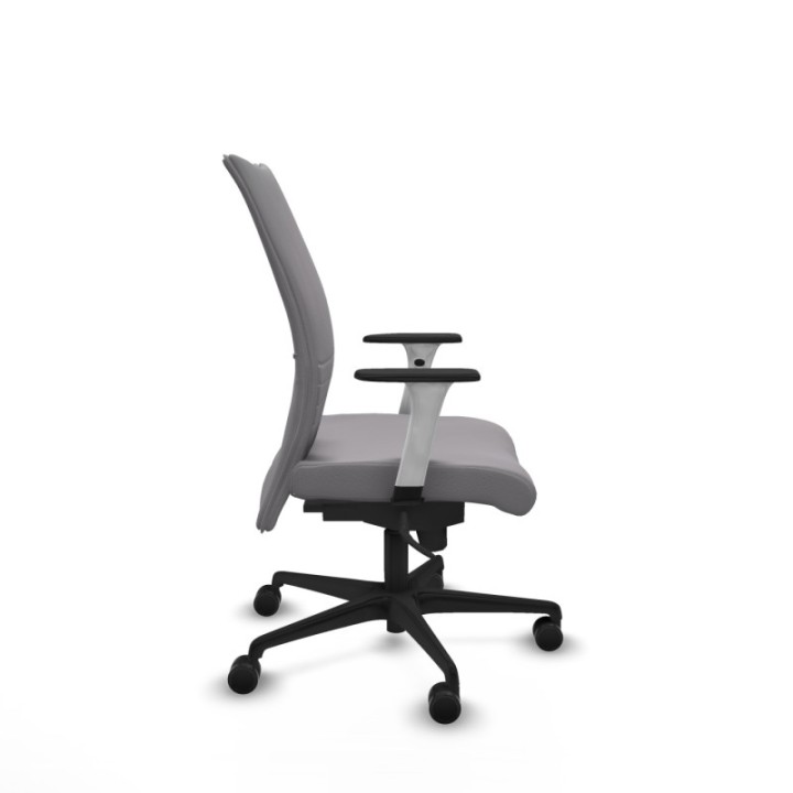 Albacete confidente sincro similpiel gris brazos 1D blancos base nailon ruedas 65 mm nailon