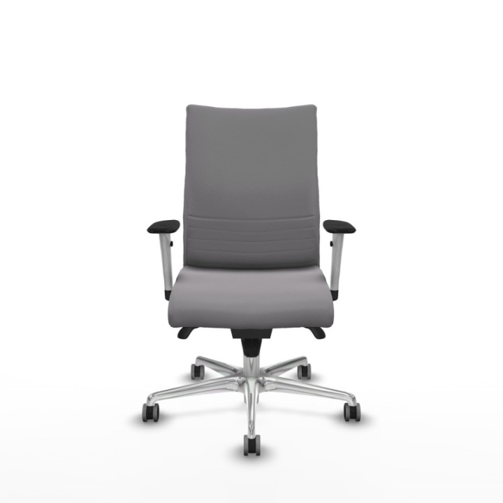 Albacete confidente sincro similpiel gris brazos 1D blancos base aluminio ruedas 65mm engomadas