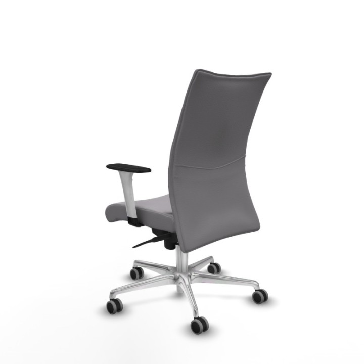 Albacete confidente sincro similpiel gris brazos 1D blancos base aluminio ruedas 65mm engomadas