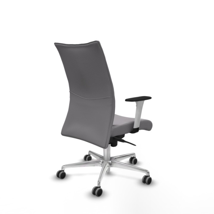 Albacete confidente sincro similpiel gris brazos 1D blancos base aluminio ruedas 65mm engomadas