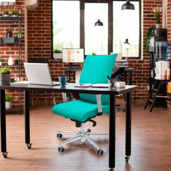 Albacete confidente sincro similpiel gris brazos 1D blancos base aluminio ruedas 65mm engomadas