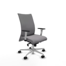 Albacete confidente sincro similpiel gris brazos 1D blancos base aluminio ruedas 65 mm nailon