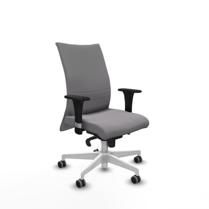 Albacete confidente sincro similpiel gris brazos 1D base blanca ruedas 65mm engomadas