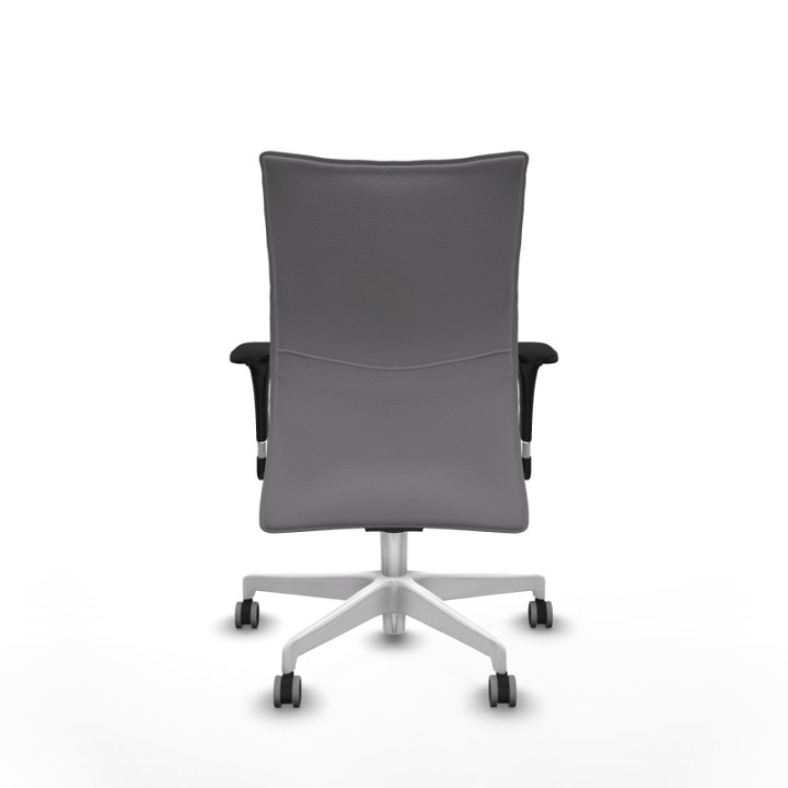 Albacete confidente sincro similpiel gris brazos 1D base blanca ruedas 65mm engomadas