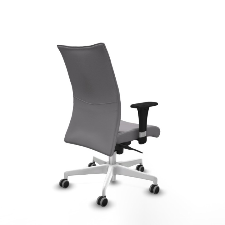 Albacete confidente sincro similpiel gris brazos 1D base blanca ruedas 65mm engomadas