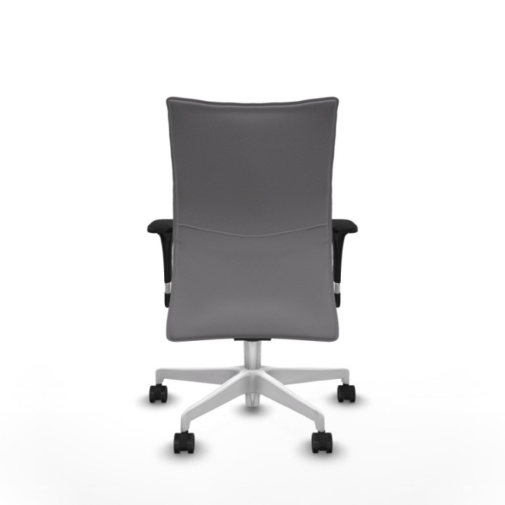 Albacete confidente sincro similpiel gris brazos 1D base blanca ruedas 65 mm nailon