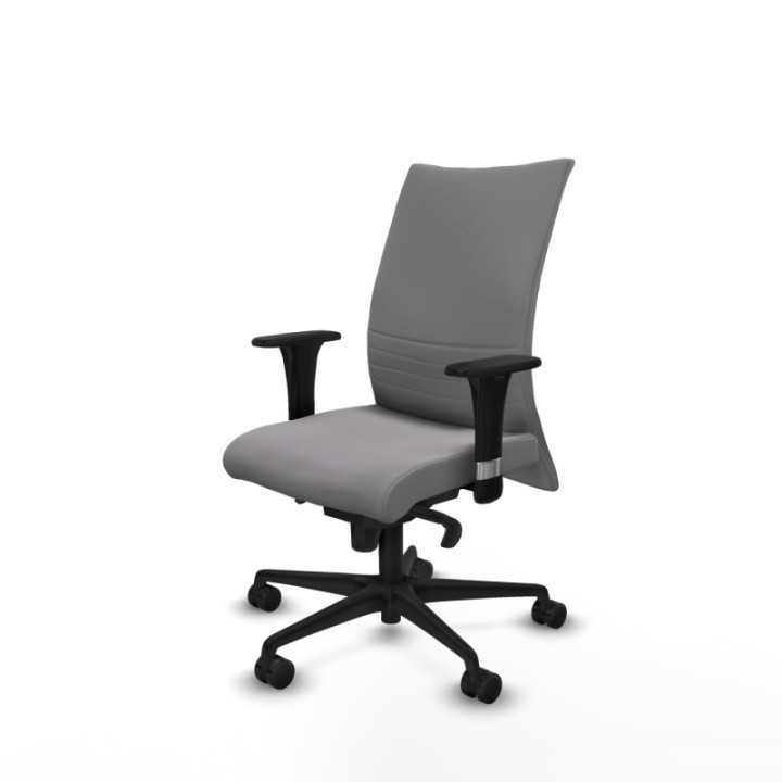 Albacete confidente sincro similpiel gris brazos 1D base nailon ruedas 65 mm nailon