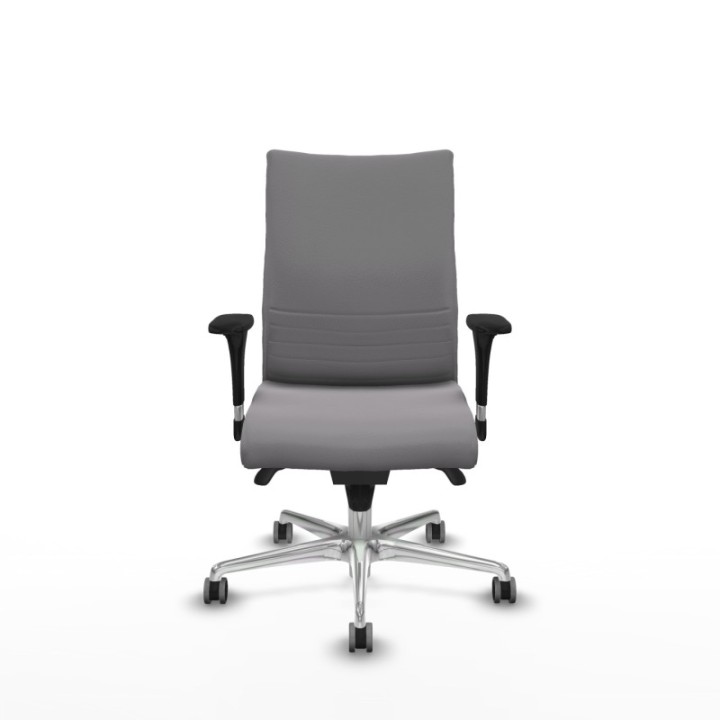 Albacete confidente sincro similpiel gris brazos 1D base aluminio ruedas 65mm engomadas