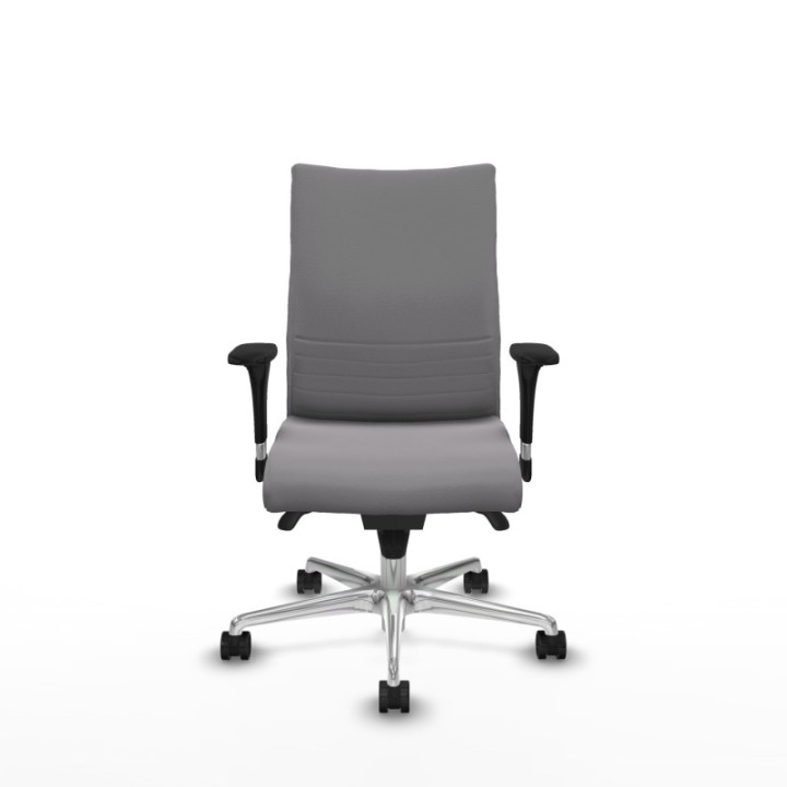 Albacete confidente sincro similpiel gris brazos 1D base aluminio ruedas 65 mm nailon