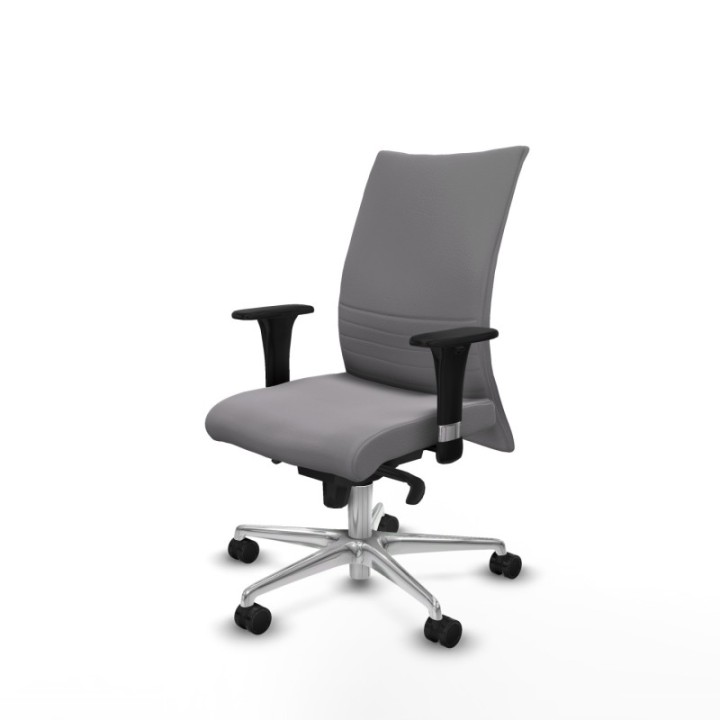 Albacete confidente sincro similpiel gris brazos 1D base aluminio ruedas 65 mm nailon