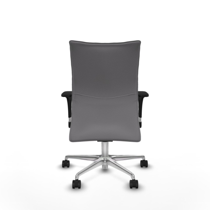 Albacete confidente sincro similpiel gris brazos 1D base aluminio ruedas 65 mm nailon