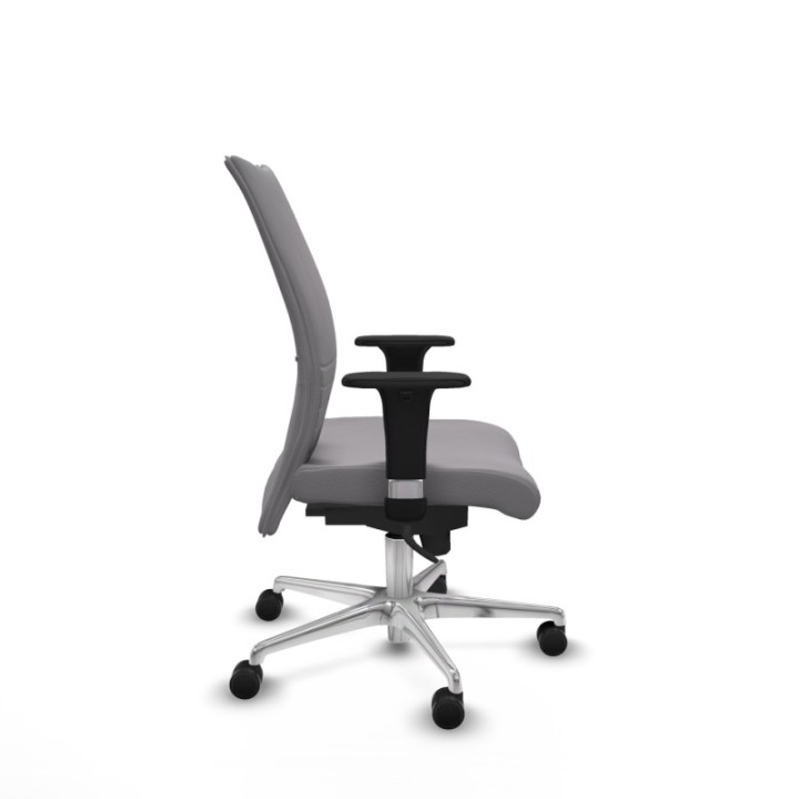 Albacete confidente sincro similpiel gris brazos 1D base aluminio ruedas 65 mm nailon