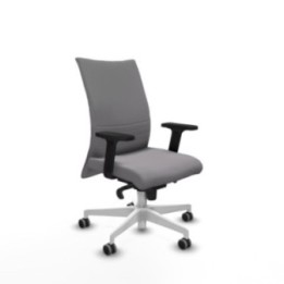 Albacete confidente sincro similpiel gris brazos 2D base blanca ruedas 65mm engomadas