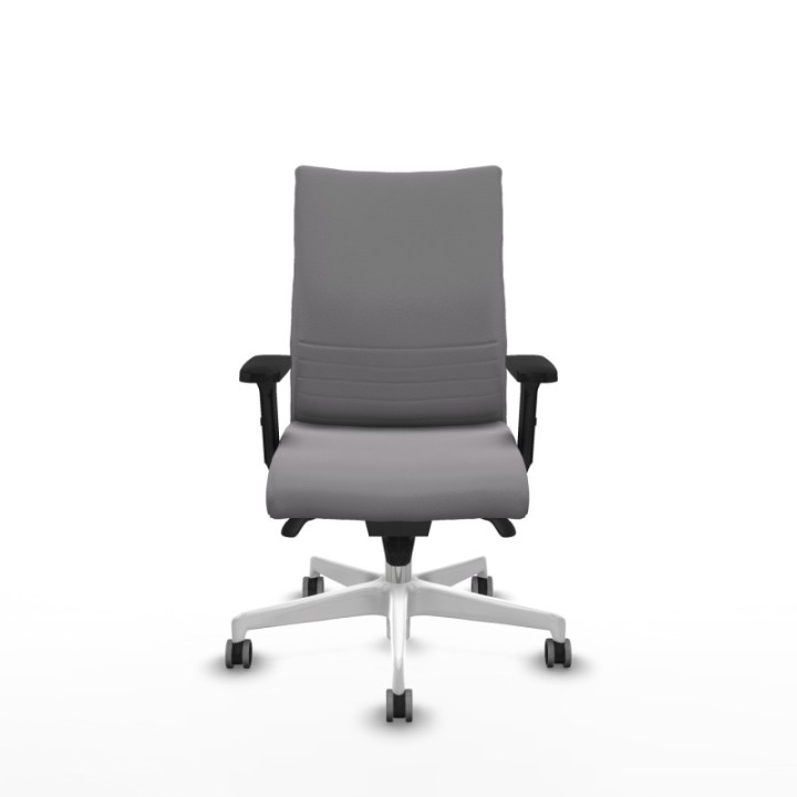 Albacete confidente sincro similpiel gris brazos 2D base blanca ruedas 65mm engomadas